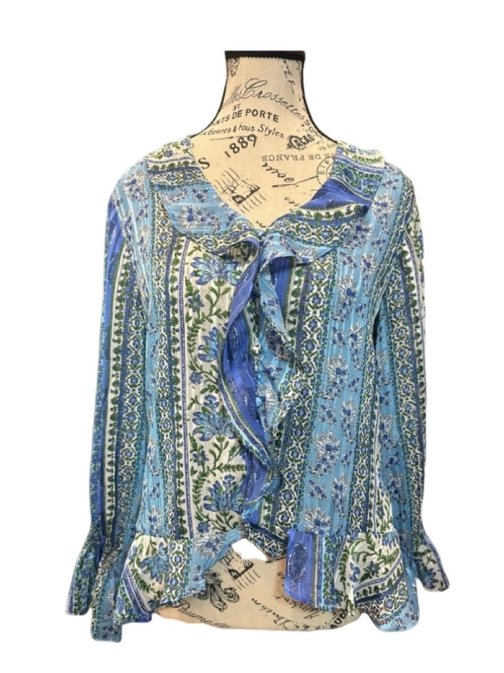 Catherine Malandrino Blue Floral Blouse